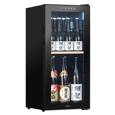 XiGLOW 展示用冷蔵庫 WZG-138J | 98L・0～18℃・一升瓶5本収納・日本酒対応・ファン式・自動霜取り・タッチパネル・ガラスドア（ブラック）