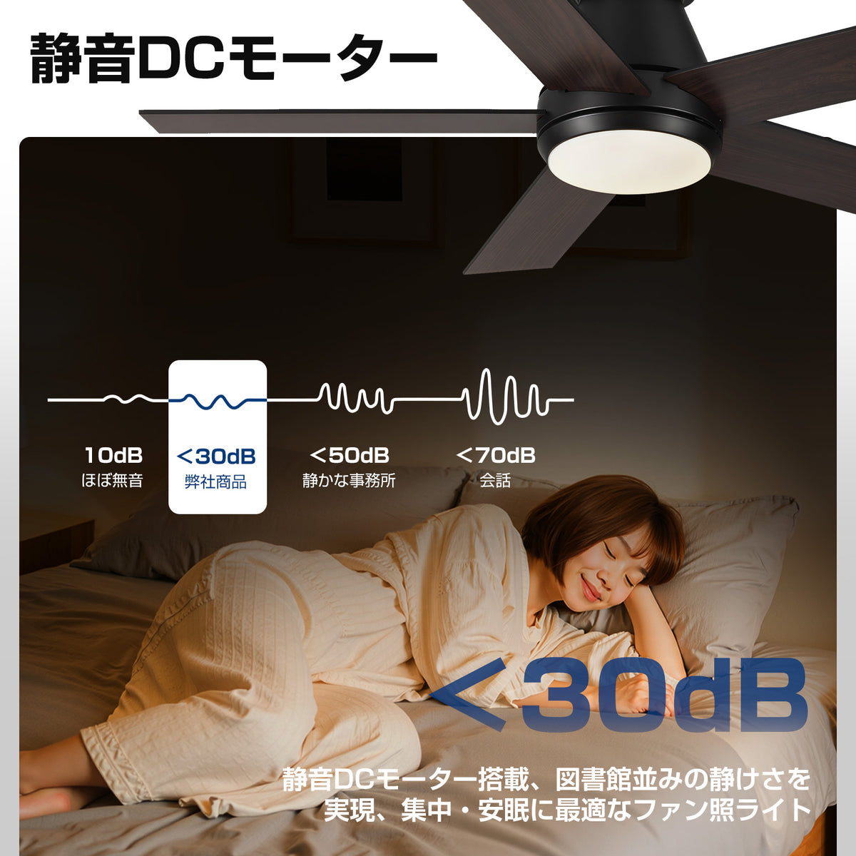 XiGLOW シーリングファンライト MSL-FL-8014 | 8-10畳・3000LM・106cm・一台二役・APP/リモコン・調光調色・6段階風量・静音DCモーター・リバーシブル羽根（ブラック）
